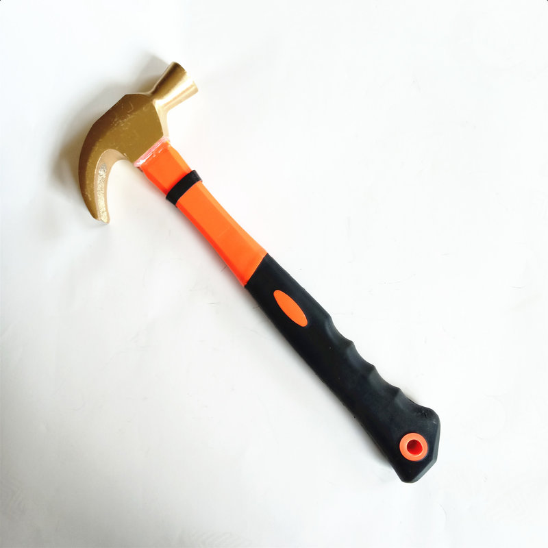 anti spark hand tools brass hammer claw hammer with fiberglass handle