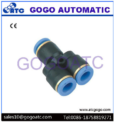 China Pneumatic 8mm Stainless Quick Connect Fittings , Plastic Hose 3 Way Y Type Air One Touch Quick Coupler Fittings supplier