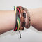 Handmade Genuine Leather Bracelets, Fashion Multilayer Leather Adjustable Wristband Bangle with Multicolor Cords supplier