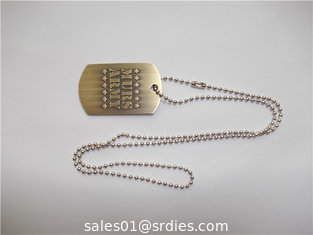 China Antique brass plated alloy dog tag with chain,promotional novelty metal dog tag with text, supplier