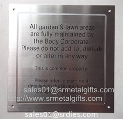 China Satin brush stainless steel warning plaque with black colour fill, supplier