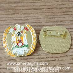 China Metal enamel colour filled lapel pin with safety pin supplier