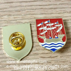 China Sailing boat enamel lapel pin with color filled, butterfly clasp enamel lapel pins, supplier