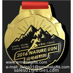 China Gold 10K Running Medal With Color Filled, gold metal medal with enamel supplier
