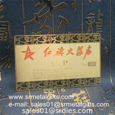 China Chemical etching metal member card with color fill, Chinese bookmarks metal supplier