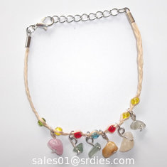 China Multicolor Semi-gemstone Charms Bracelet Waxed Cotton Cord Adjustable 7.8&quot;, Natural Stones string bracelets wholesale supplier