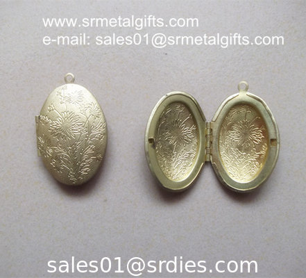 Oval brass photo locket jewelry accessory, ready mold H65 brass picture lockets supplier