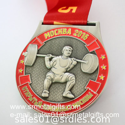 Relief metal medal with raised wolf head, personalized embossed metal medals, supplier