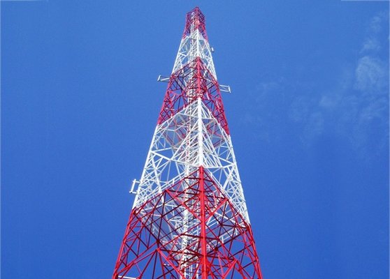 Telecom 40 Meter Wireless Cell Tower , 4 Angle Steel Iron Self Supporting Lattice Mobile Telecom Tower supplier