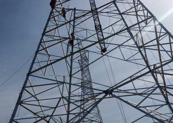 Custom Height Power Transmission Tower Silver Color High Tensile Steel Material supplier