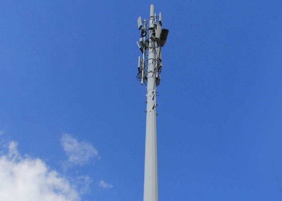 Hot-dip Galvanizing 60m Monopole Telecom Antenna Tower , Telecom Single Pole Antenna Tower supplier