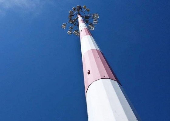 Silver Monopole Single Pole Tower 20m - 180m Height ASTM A36 / ASTM A572 supplier