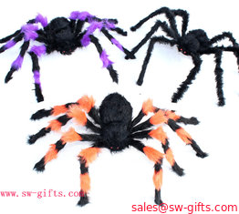 China Halloween Supplies Props Decoration Black Flower Plush Spider Plastic Spider supplier