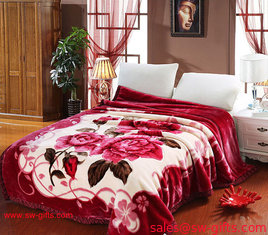 China Blanket with flowers Grade A B Thicken Laschel Blankets Home Textile pink&amp;beige blankets supplier