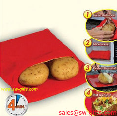 China NEW Red Washable Cooker Bag Baked Potato Microwave Cooking Potato Quick Fast cooks 4 potat supplier