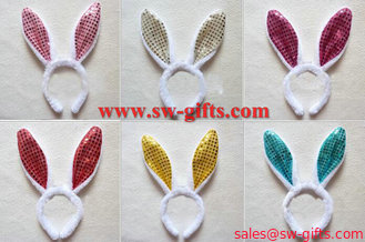 China Children adult pink gold Easter Party decoration/rabbit ear/Sequin Bunny ear headband/flashing headband supplier