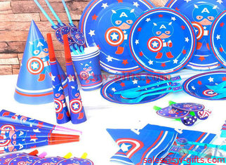 China Captain America New Kids Birthday Party Decoration Set Birthday brown bear Theme Party Supplies Baby Party set supplier