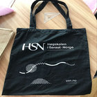 black color canvas handle bags with silk screen brand logo for shopping and promotion
