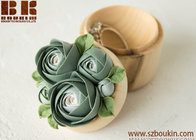 customized mini wedding wooden round ring box with succulent