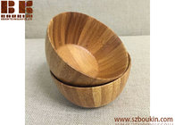 Round personalized large bamboo wooden salad serving bowls