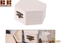 Blank Unfinished Small Polygon Wooden Box for Diy Crafts Projects With Lid And Clasp