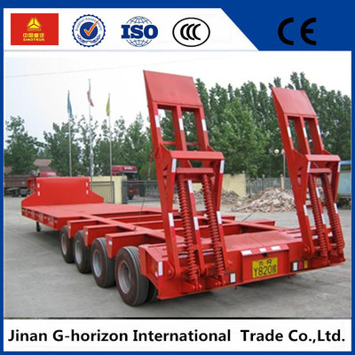 China 40T 4 Axle Flat Low Bed Semi Trailer / Lowboy Semi Trailer CCC Certification supplier