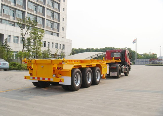China Three axles 40ton skeleton semi trailer for container shipping , flat bed trailors supplier