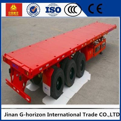 China Tri Axle Flatbed 40 FT Container Long Flatbed Trailer Green Red Yellow White Blue Color supplier