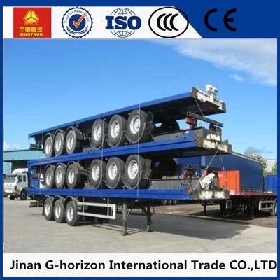 China 3 Axle Flat Bed Semi Trailer ,  Container Semi Trailer with Common Mechanical Suspension 10 supplier