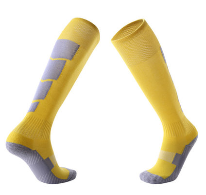 China Fashion Custom Sports Socks / Yellow Or White Youth Football Socks supplier