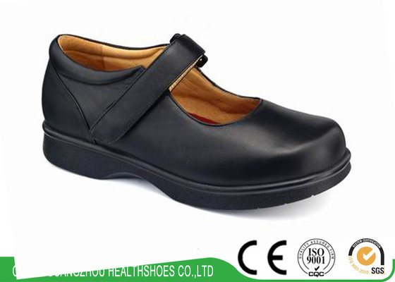 China Genuine Leather Women's Wide Therapeutic Shoes One-Strap Comfort Footwear Work Shoes Arthritis Shoes supplier