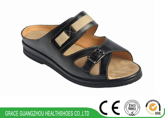 China Genuine Leather Unisex Wider Width Arthritis Shoes Comfort Sandal Slip-on 9813525 supplier