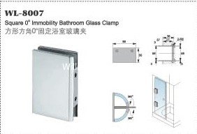 high quality 0 degree Stainless Steel Wall Mount Glass Clamp Wall to Door bathroom Glass Hinge WL-8007