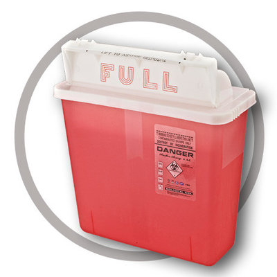 China 4.6 Litre Sharps disposal container, Sliding Lid, Red,Sharps Container  | WinnerCare supplier