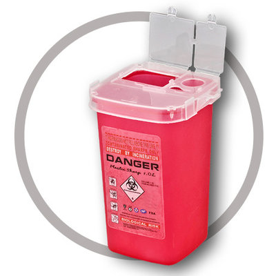 China 1 Litre Sharps disposal container, Sliding Lid, Red,Sharps Container  | WinnerCare supplier