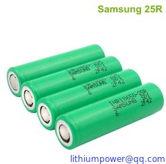 China Samsung lithium ion battery 3.7v INR18650-25R battery cell 2500mah 20A round li-ion battery supplier