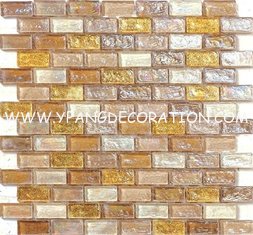China Yellow strip water waving glass mosaic tile for counter decoration supplier