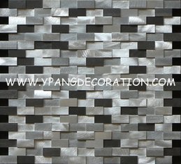 China Black and silver rectangle mosaic metal no gap different height 3D effect supplier